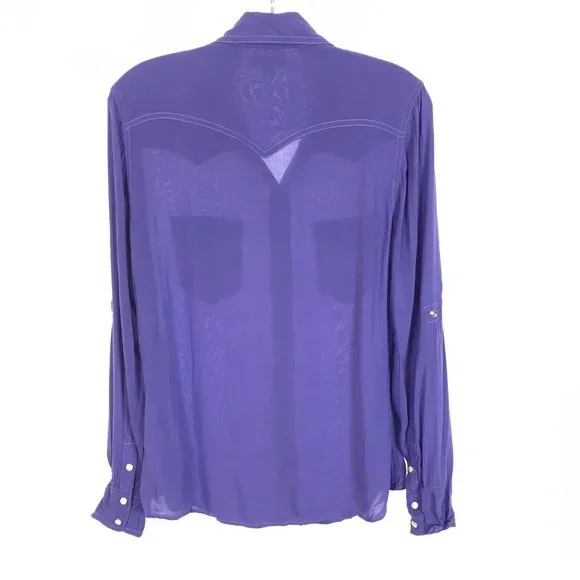 Womens Size Small True Religion Western Pearl Snap Button West Cryst Shirt Top - Picture 4 of 4